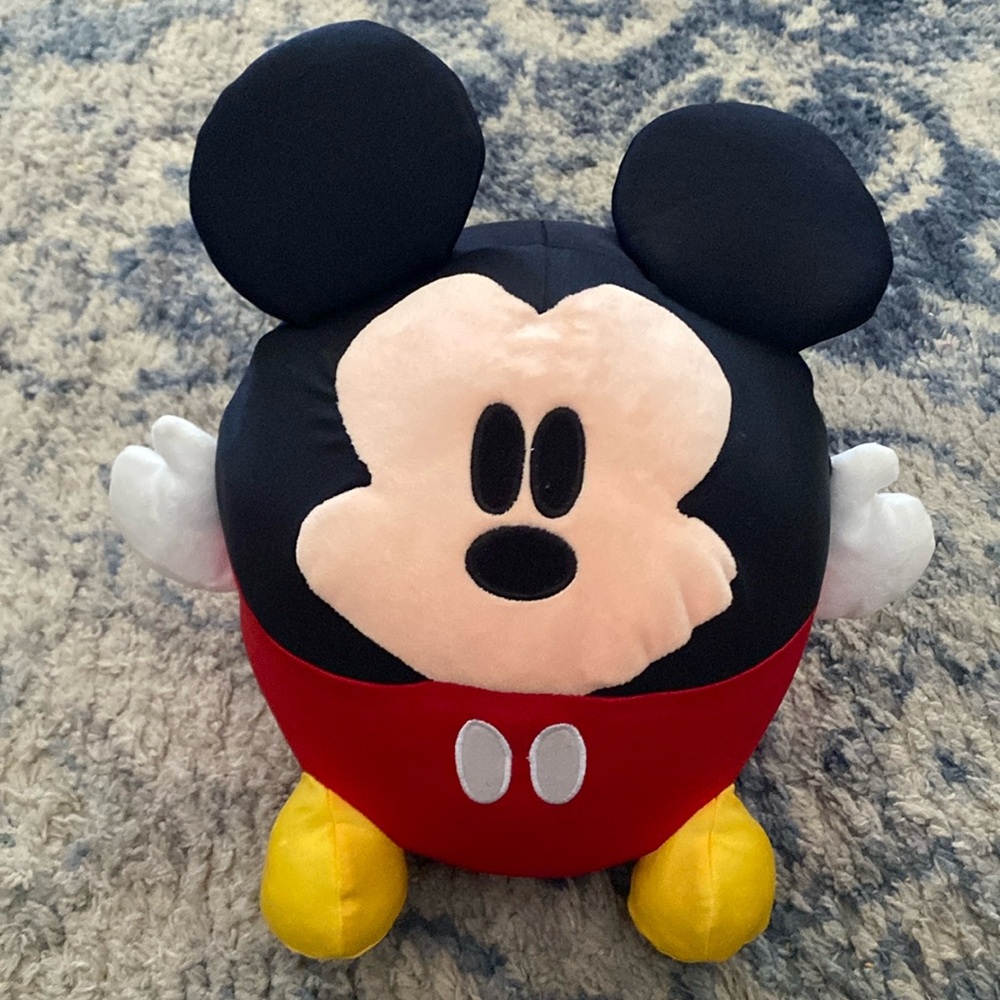 Disney Parks Mickey Mouse Round Squishy Microbead Pillow Plush 12”